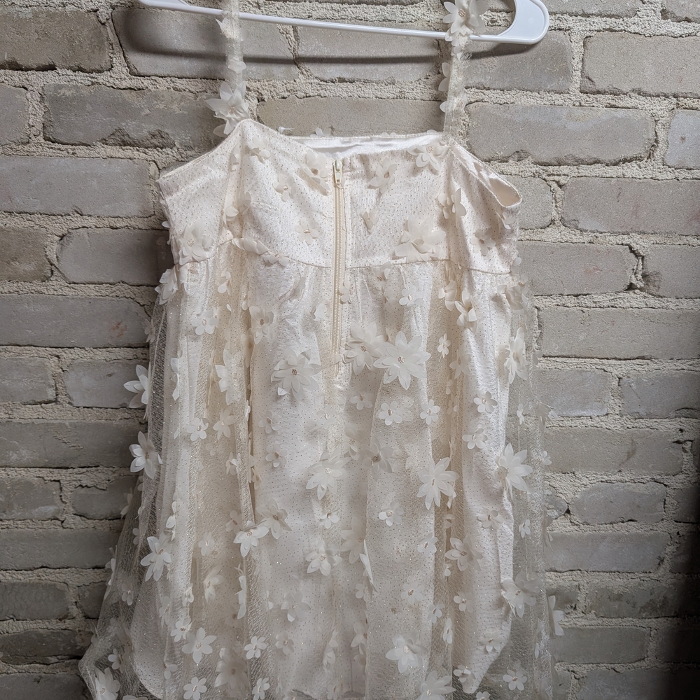 Elegant Cream Floral Kids Dress - Picture 5 of 5